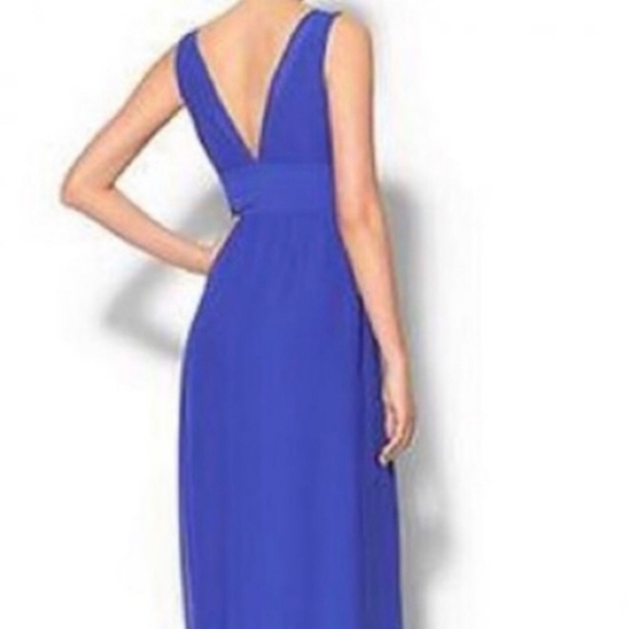 Blue V Neck Chiffon Maxi Dress - Picture 2 of 11